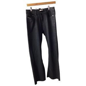 Red Bottoms Black Flare Jeans with Raw Hem
